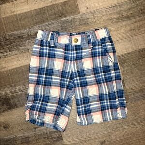 Janie And Jack Girls Size 5 Plaid Pink & Blue Cotton Bermuda Shorts Preppy